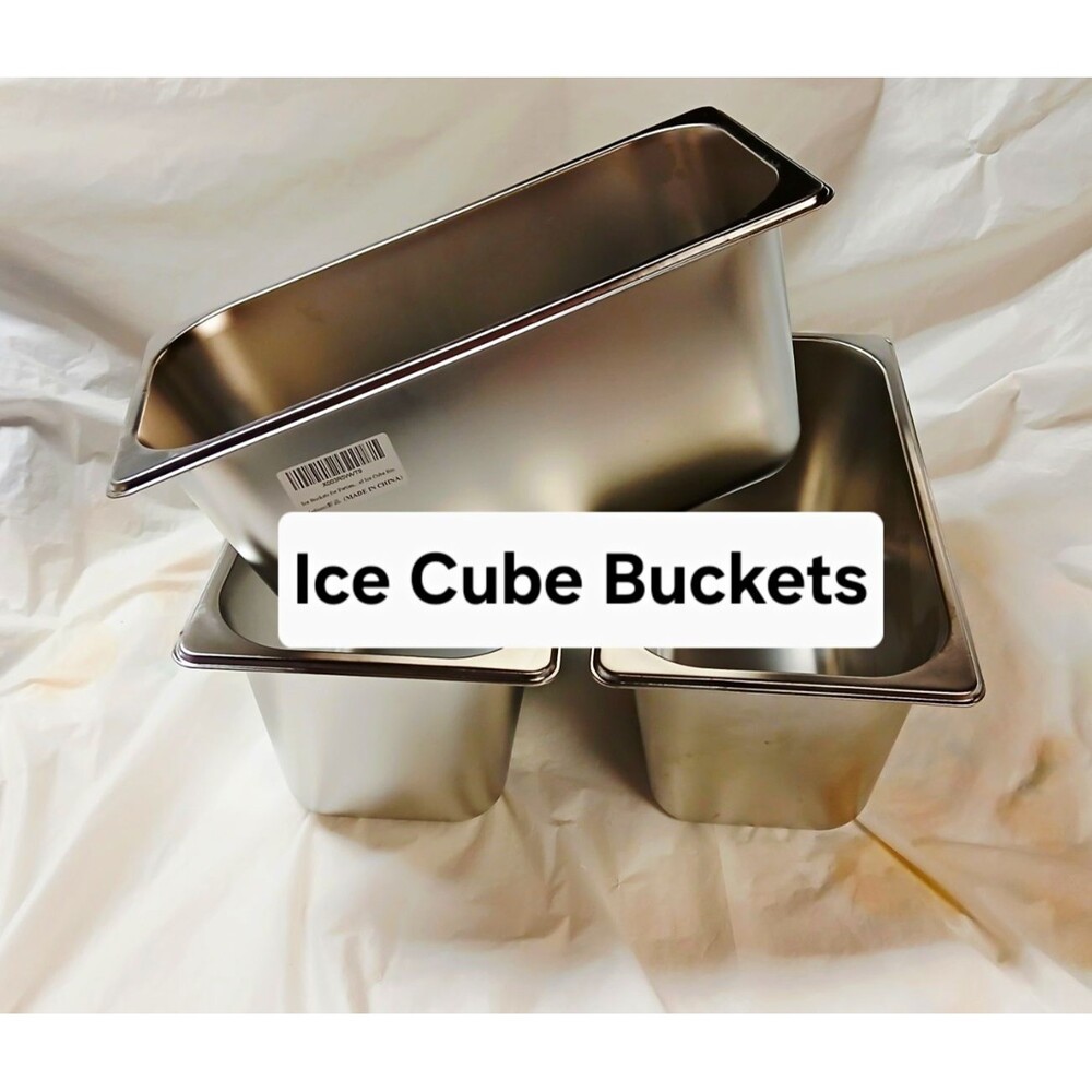 Stainless Steel 1/3 Size Ice Cube Buckets, Set Of 3